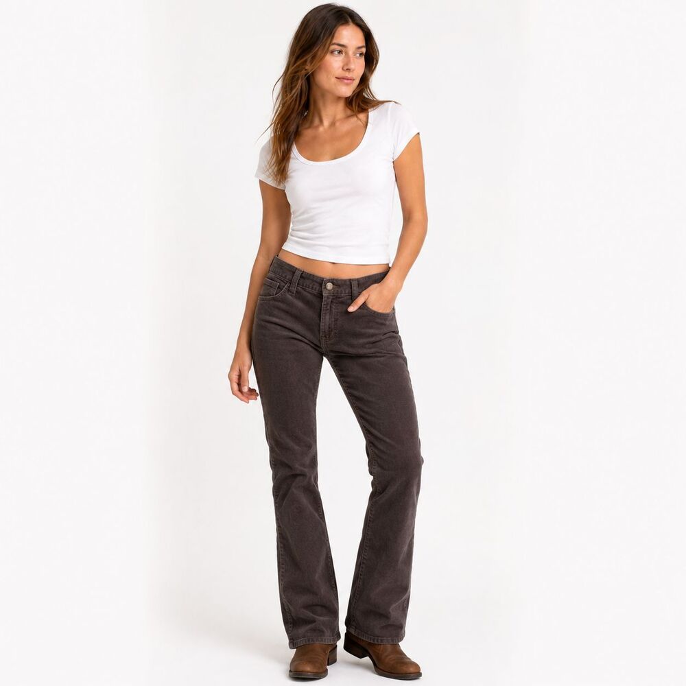 GAP Original Low Rise Bootcut Corduroy Pants Womens Brown Stretch Y2K